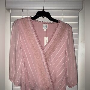 Blue Rain Pink Lace Detail Top